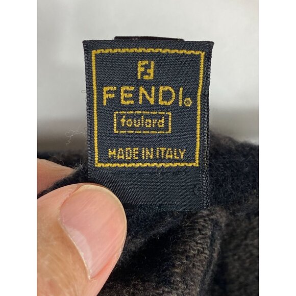 Vintage Fendi Foulard Fendi Roma Monogram Wool/Silk Scarf Made in Italy F302 - Picture 4 of 8